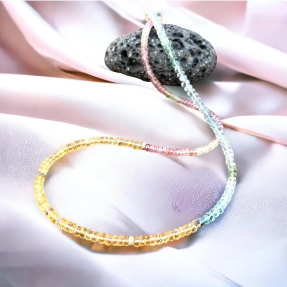 Natural Citrine, Aquamarine, Ruby Wrap Bracelet Convertible Necklace Solid 14k - Picture 5 of 11